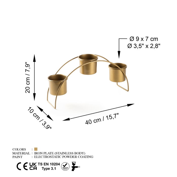 Aberto Design GED-012 Accesorio Decorativo de Metal Dorado
